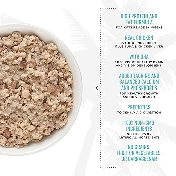Tiki Cat Baby Chicken, Tuna & Chicken Liver Shreds Kitten Food - 2.4 oz Cans (Pack of 12)