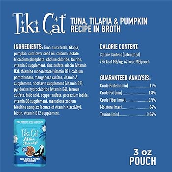 Tiki Cat Aloha Friends Tilapia & Tuna with Pumpkin Wet Cat Food, 3 oz Pouch