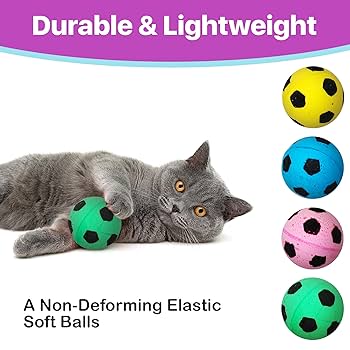 Ethical Pet SPOT Sponge Soccer Balls Cat Toy - 4 Pack - Assorted Colors