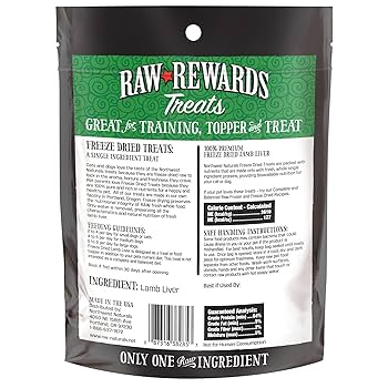 NW Naturals Raw Rewards Lamb Liver Freeze Dried Dog & Cat Treats, 3 oz