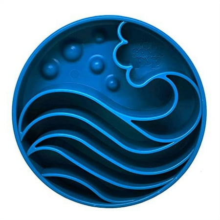 SodaPup Wave eBowl - Enrichment Slow Feeder Dog Bowl - Blue - 8"