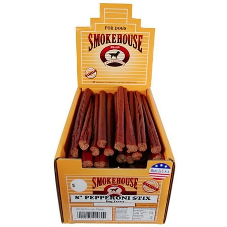 Smokehouse USA Made Pepperoni Stix Dog Treats - 8 inch, 60 Count Box