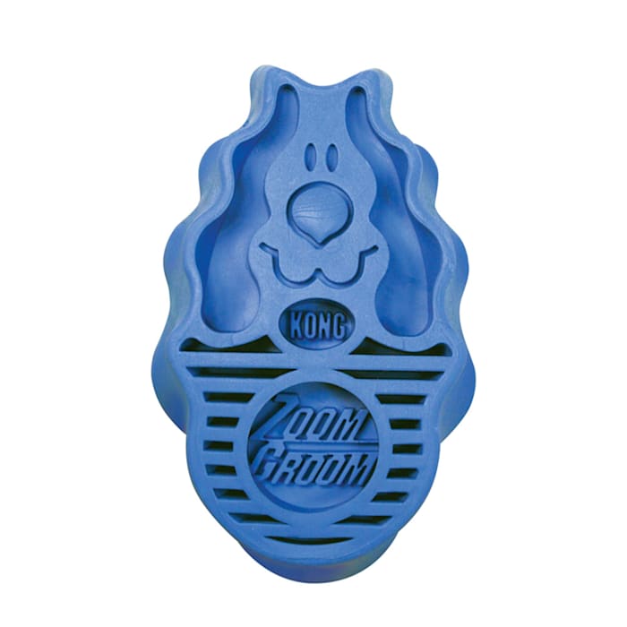 KONG ZoomGroom Dog Brush - Boysenberry - Rubber Brush for Grooming & Shampooing - Removes Loose Hair - Large
