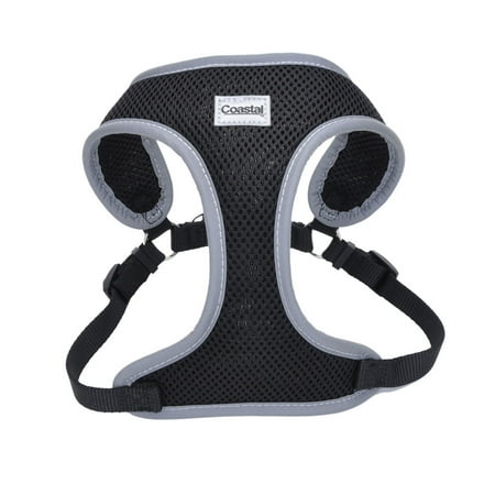 Coastal Pet Comfort Soft Reflective Wrap Adjustable Dog Harness, Black, X-Small, 5/8" Straps, 16-19" Girth