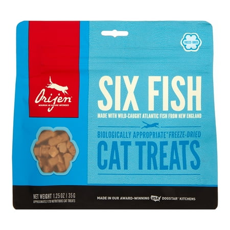 ORIJEN Cat Treats - Six Fish Freeze-Dried, Grain-Free, High-Protein, 1.25oz Bag