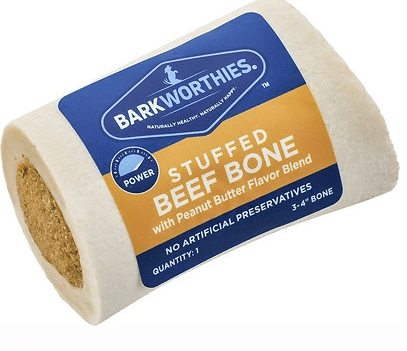 Barkworthies Shin Bone Stuffed with Peanut Butter & Beef Blend Dog Treat, 3-4 Inch