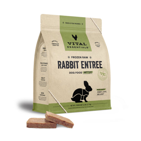 Vital Essentials Rabbit Entree Patties Frozen Raw Dog Food 6lb