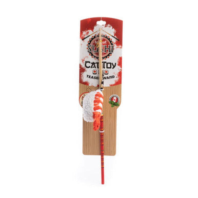 Fabcat Sushi Shrimp Cat Toy Teaser Wand with Catnip