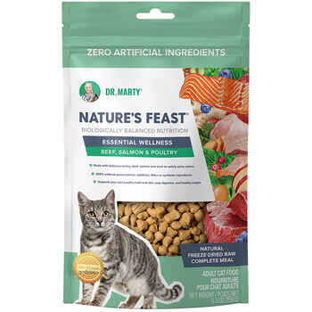 Dr. Marty Nature's Feast Freeze-Dried Cat Food, Essential Wellness, Beef, Salmon & Poultry, 5.5 oz