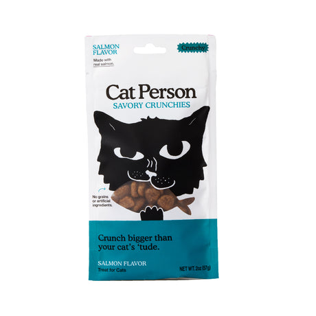 Weruva Cat Person Salmon Savory Crunchies Cat Treats - 2oz Crunchy Grain-Free Salmon Cat Treats with Pumpkin & Flaxseed