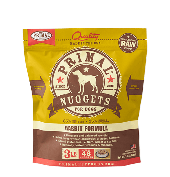 Primal Frozen Raw Rabbit Nuggets Dog Food - 3 lb Bag - Canine Formula