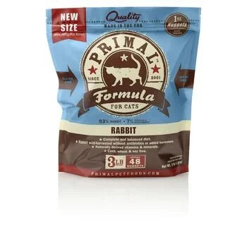 Primal Frozen Raw Nuggets Rabbit Formula Cat Food, 3 lb