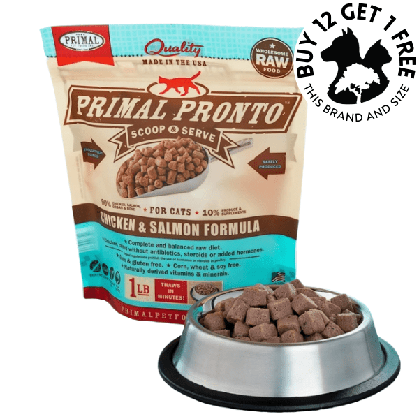Primal Pronto Raw Frozen Chicken & Salmon Formula Cat Food - 1 lb Scoop & Serve