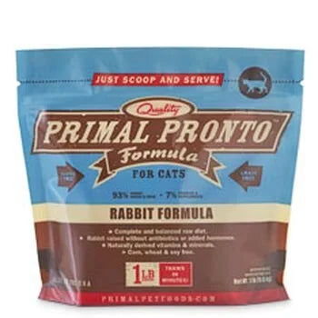 Primal Pronto Raw Frozen Cat Food - Rabbit Formula - 1 lb Bag