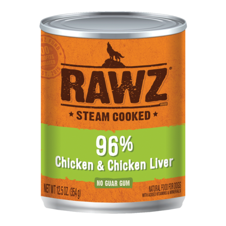 Rawz 96% Chicken & Chicken Liver Pate Grain-Free Canned Dog Food, 12.5 oz