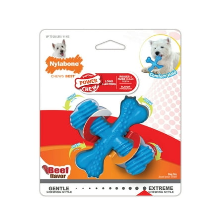 Nylabone Dura Chew X Bone Beef Flavor Dog Toy, Power Chew for Aggressive Chewers, Small Dogs Up to 25 lbs
