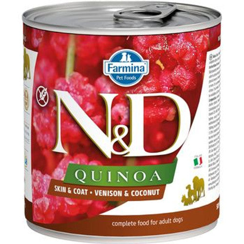 Farmina N&D Quinoa Skin & Coat Venison & Coconut Wet Dog Food, 10oz Can