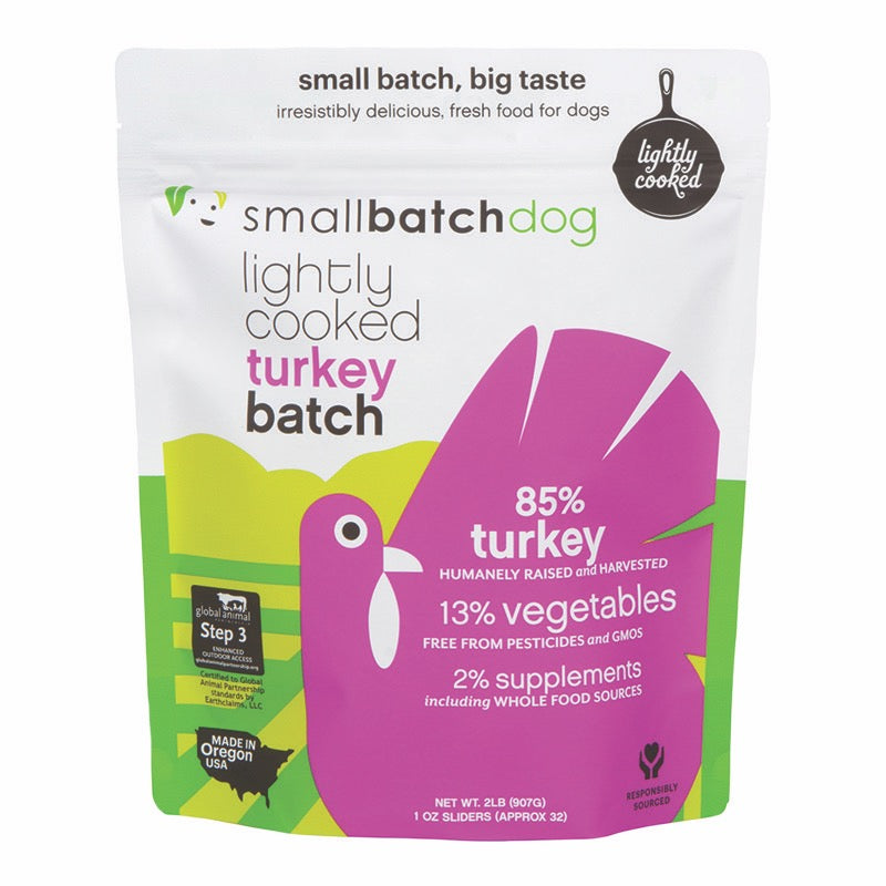 Small Batch Dog Lightly Cooked Turkey Frozen Dog Food, 5 lb Bag