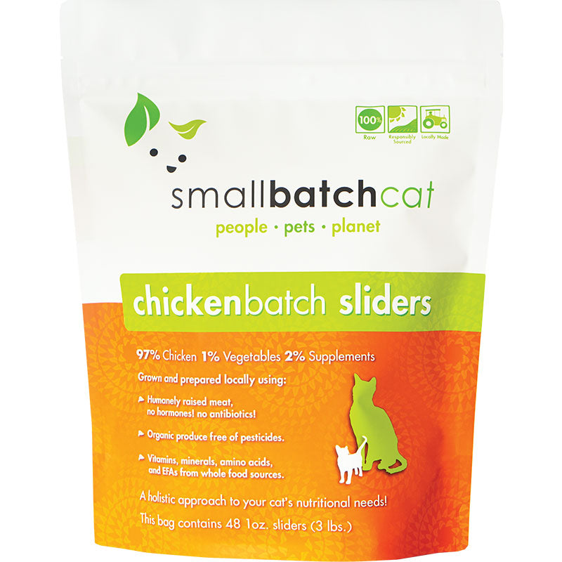 Small Batch Frozen Cat Food Chicken Sliders 3 lb - Raw Diet