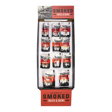 Barkworthies Smoked Dog Treats Display - 66 Piece Shipper - Naturally Smoked Chews