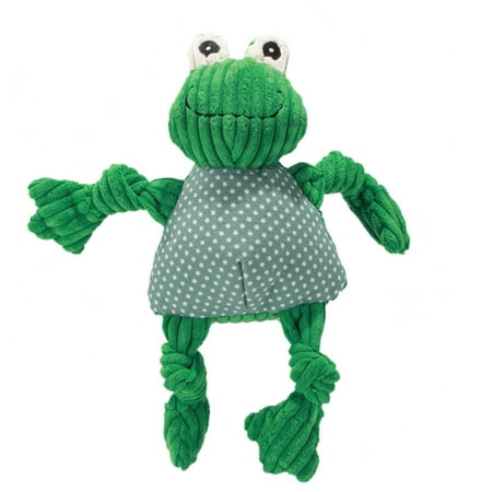 HuggleHounds Knottie Plush Dog Toy - Frog  Large