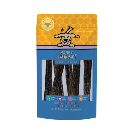 Honey I'm Home Buffalo Gullet Sticks Dog Treats - Honey Coated, 3.53 oz