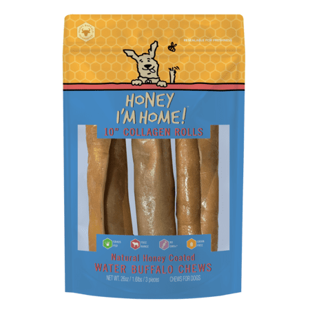 Honey I'm Home Dog Buffalo Collagen Rolls 10 Inch 3 Pack