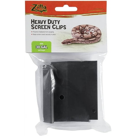 Zilla Heavy Duty Screen Clips - Large, 30 Gallon+ Terrarium Cover Security (2 Pack)