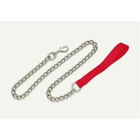 Titan Chain Dog Leash with Nylon Handle Red 3 mm x 4 ft -...