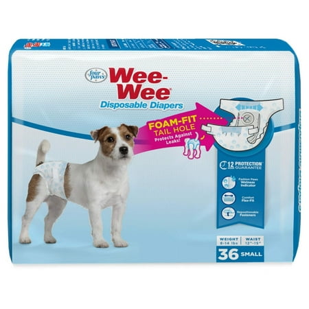 Four Paws Wee Wee Disposable Dog Diapers - Small, 36 Count