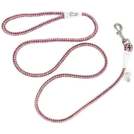 K9 Explorer Reflective Braided Rope Dog Leash, 6 ft, Rosebud Pink