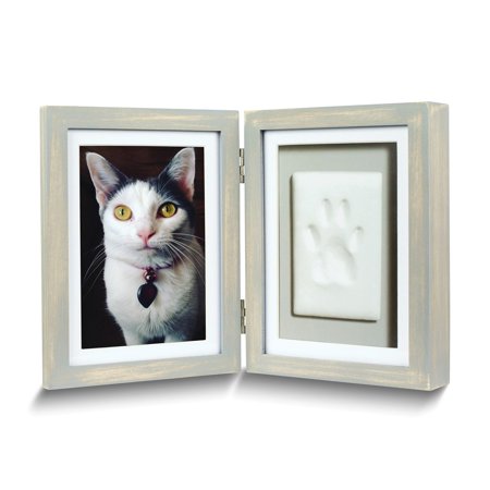 Pawprints Hinged Gray Wood 4x6 Photo Frame with Clay Tool...
