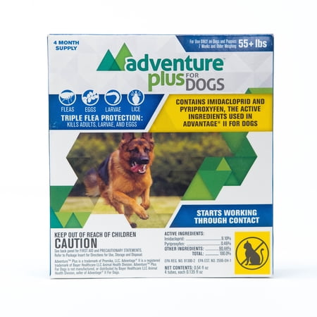 Adventure Plus Triple Flea Protection for Dogs, X-Large, 55+ lbs, 4 Pack