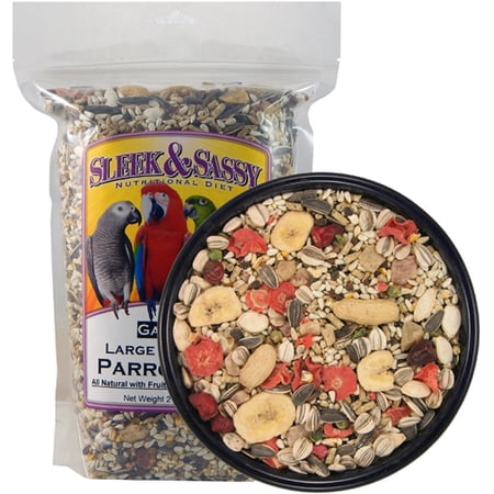 SLEEK & SASSY Garden Large Hookbill Parrot Food - 2 lb Bag - For Conures, Amazons, Greys, Cockatoos & Macaws