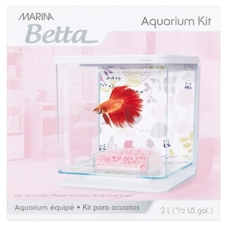 Marina Betta 0.5-Gallon Aquarium Starter Kit, Floral