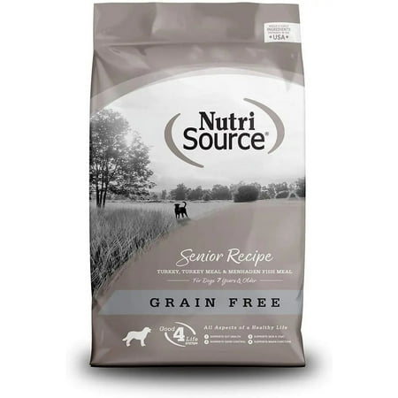 NutriSource Grain-Free Senior Dog Food - Turkey, Whitefish, & Menhaden Fish Meal Recipe - 15 lb Bag
