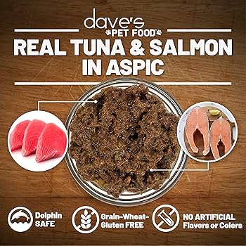 Dave's Naturally Healthy Grain Free Tuna & Salmon in Aspic Wet Cat Food, 5.5 oz Can