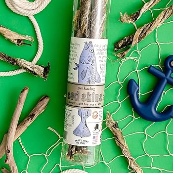 Polka Dog Cod Skin Tube Dog & Cat Treats - 4.7oz Crunchy Fish Sticks, Made in USA