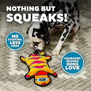 Outward Hound Invincibles Gecko 4 Squeakers Dog Toy Red/Orange