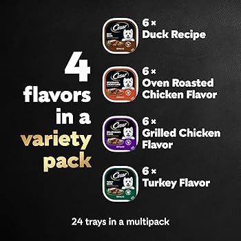 Cesar Classic Loaf in Sauce Adult Wet Dog Food Poultry Variety Pack, 3.5 oz Trays (24 Count)