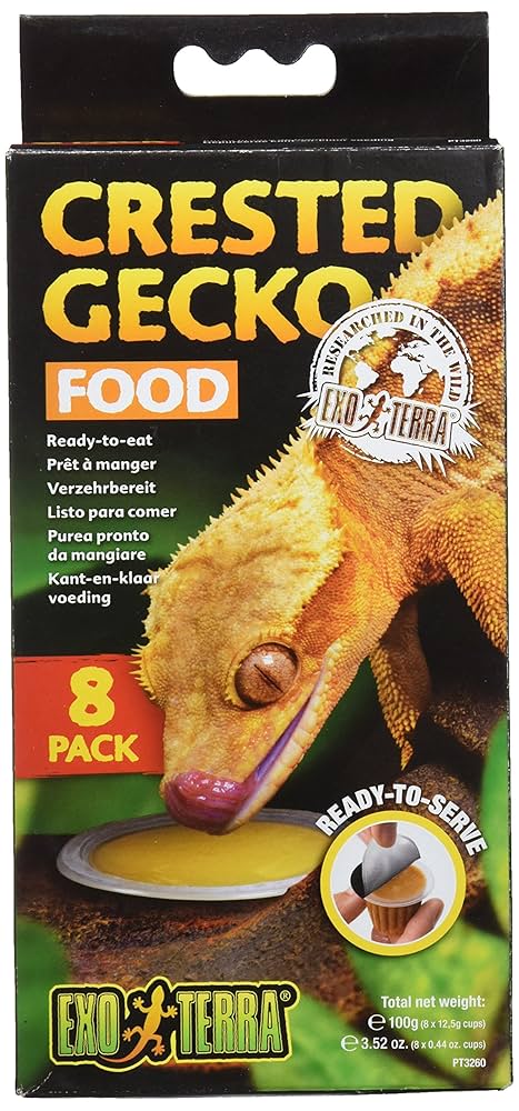 Exo Terra Crested Gecko Food - 8 Single Serve Cups - Complete & Nutritious Diet for Crested Geckos