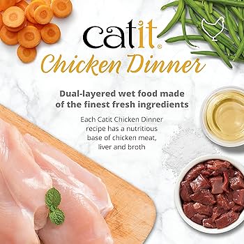 Catit Chicken Dinner Wet Cat Food, Salmon & Carrot, 2.8 oz (80g)