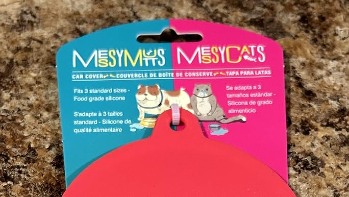 Messy Mutts Silicone Universal Pet Food Can Cover - Fits 3 Can Sizes - Red/Watermelon