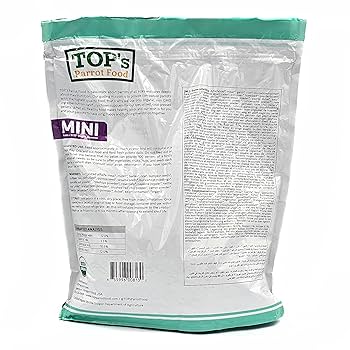 TOP's Mini Pellets for Hookbills - Small Parrots - 4 lb, Organic Bird Food for Budgies, Cockatiels, and Lovebirds