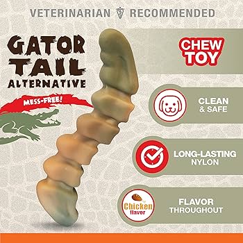 Nylabone Power Chew Gator Tail Alternative Dog Chew - Chicken Flavor, Large/Giant