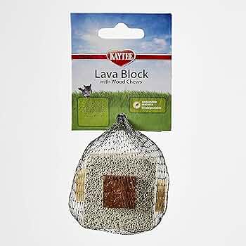 Kaytee Lava Block with Wood Chews - Small Animal Pumice Chew Toy - Teeth Trimmer