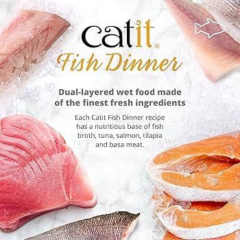 Catit Fish Dinner Wet Cat Food, Whitefish & Pumpkin, 2.8 oz (80g) Pouch