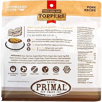Primal Freeze-Dried Raw Topper Cupboard Cuts Pork Dog & Cat Food, 18 oz