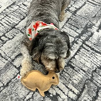 Ethical Pet Dura-Fused Leather & Jute Rabbit Dog Toy - Small, Durable Chew Toy