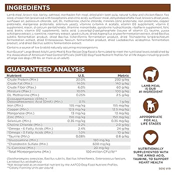 NutriSource Large Breed Lamb & Rice Dry Dog Food, 26 lb Bag